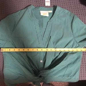Anthropologie Tops - Anthropologie Maeve Green stripe tie-front blouse Anthropologie Tops - Anthropologie Maeve Green stripe tie-front blouse